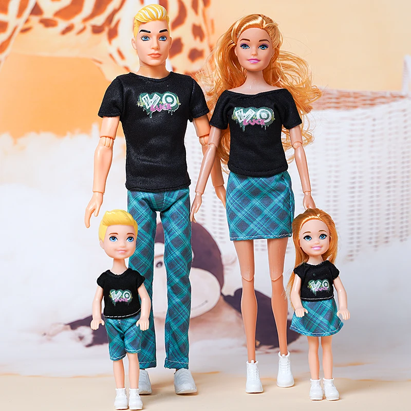 30cm-Family-Doll-Movable-Body-Mom-Dad-Ken-and-Kids-4-Dolls-Set-1-6-Barbies-3.webp