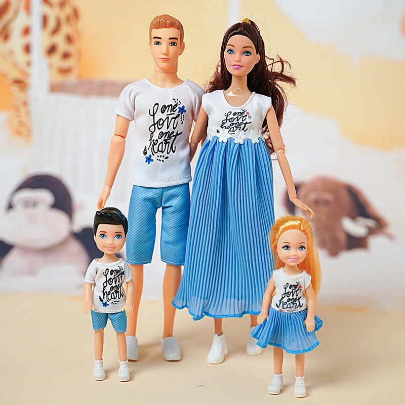 30cm-Family-Doll-Movable-Body-Mom-Dad-Ken-and-Kids-4-Dolls-Set-1-6-Barbies-4.webp
